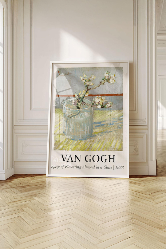 Van Gogh Badem Çiçeği Serisi 3'lü Tablo Seti Çerçeveli Renk Seçenekli