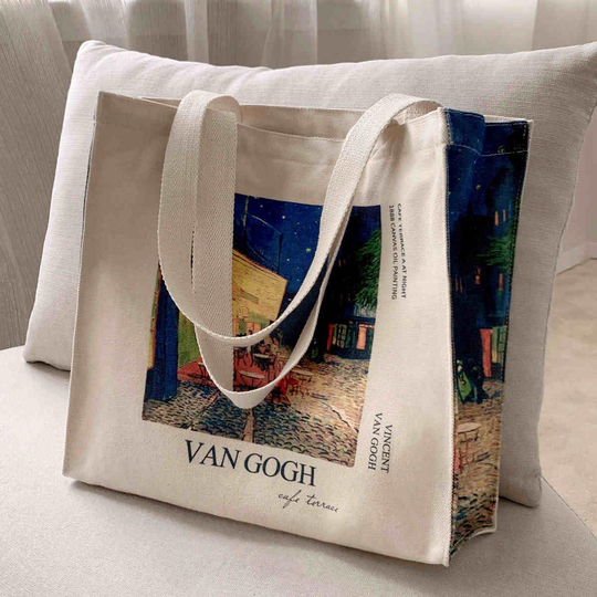 Van Gogh Cafe Therrace Tote Bag Kanvas Çanta 