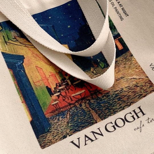 Van Gogh Cafe Therrace Tote Bag Kanvas Çanta 