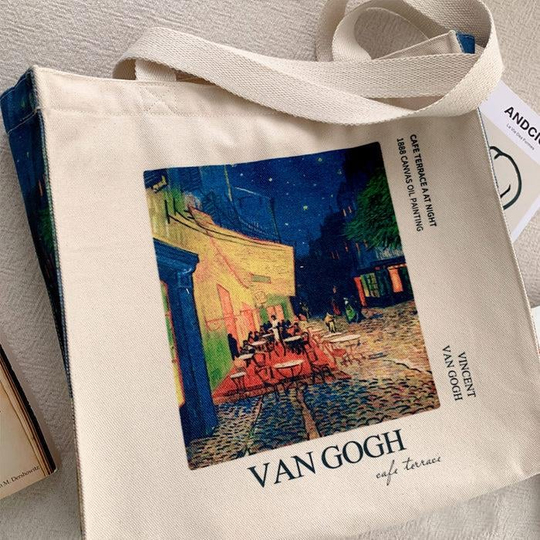 Van Gogh Cafe Therrace Tote Bag Kanvas Çanta 