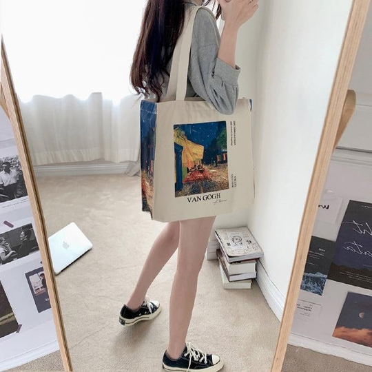 Van Gogh Cafe Therrace Tote Bag Kanvas Çanta 