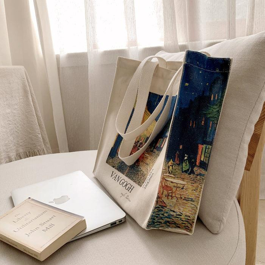 Van Gogh Cafe Therrace Tote Bag Kanvas Çanta 