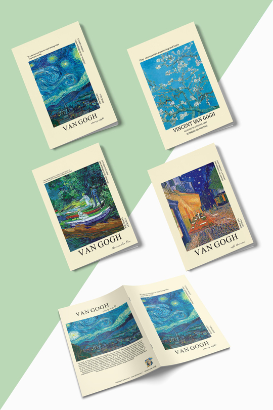 Van Gogh Defter Seti - A5 - 4'lü Paket Çizgili Defter - Tel Dikişli