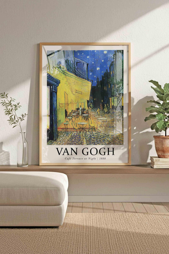 Van Gogh'un Yıldızlı Geceleri: 3'lü Sanatsal Tablo Koleksiyonu Çerçeveli Renk Seçenekli