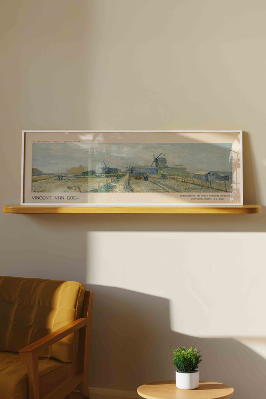 Vincent van Gogh Montmartre Paris Manzarası Panoramik Çerçeveli Tablo