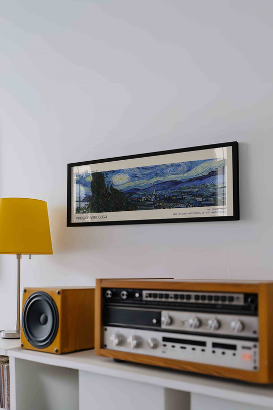 Vincent van Gogh Yıldızlı Gece Panoramik Çerçeveli Tablo