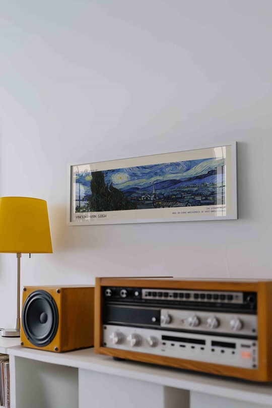 Vincent van Gogh Yıldızlı Gece Panoramik Çerçeveli Tablo