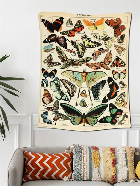 Vintage Kelebek Kadife Duvar Halısı 70x100 cm