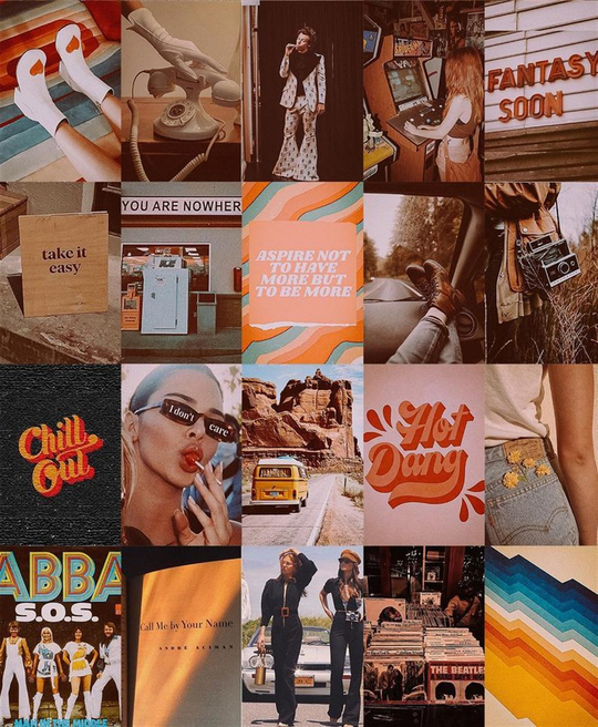 Vintage Retro 70'lı Duvar Posteri Seti