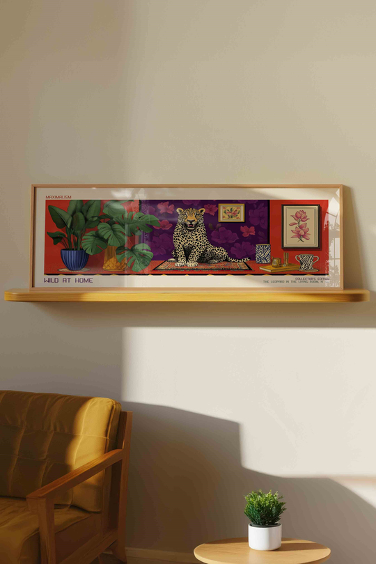 Wild at Home Leopar Maksimalist Panoramik Çerçeveli Tablo