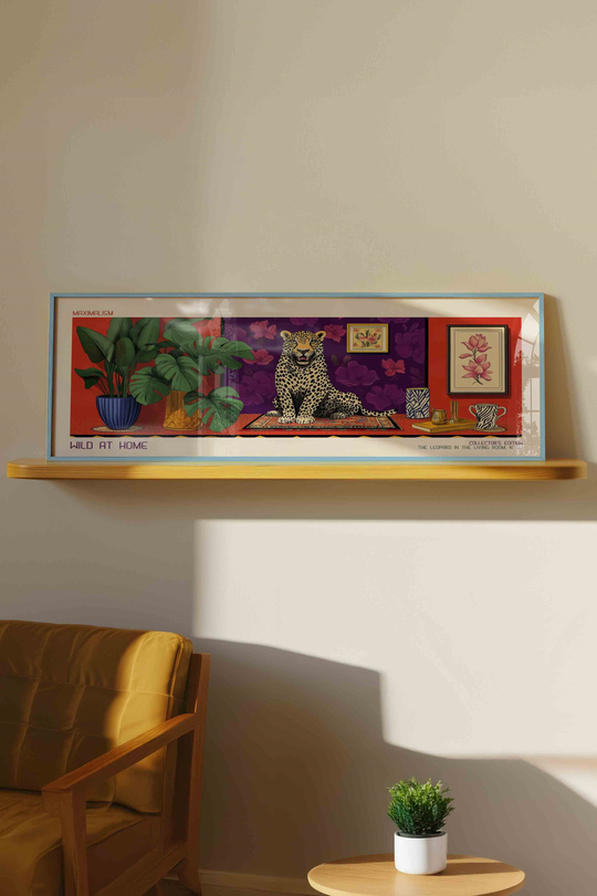 Wild at Home Leopar Maksimalist Panoramik Çerçeveli Tablo