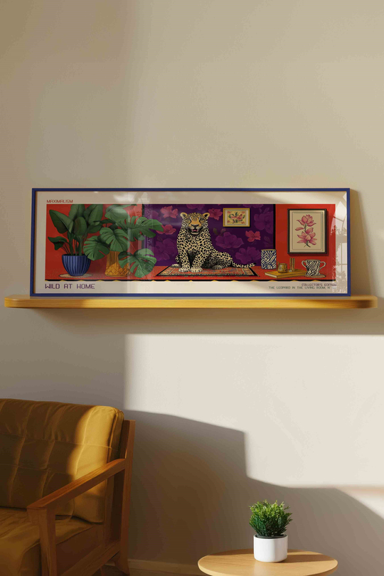 Wild at Home Leopar Maksimalist Panoramik Çerçeveli Tablo