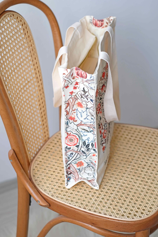 William Morris Flower Pattern Tote Bag Kanvas Çanta 
