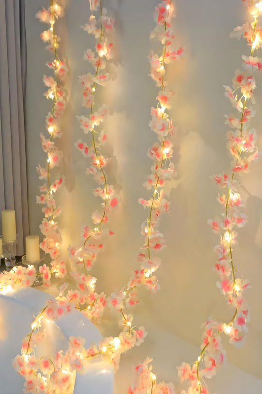 Yapay Kiraz Çiçeği (Sakura) ve 3 Metre LED Işık Seti - Yapay Çiçek Sarmaşık - Bahar Esintisi!
