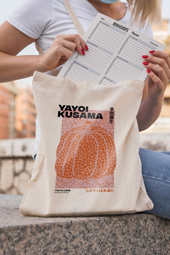 Yayoi Kusama Ham İnce Kumaşlı Bez Çanta 