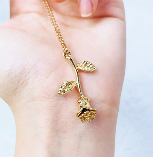 Zincirli Rose Kolye Gold