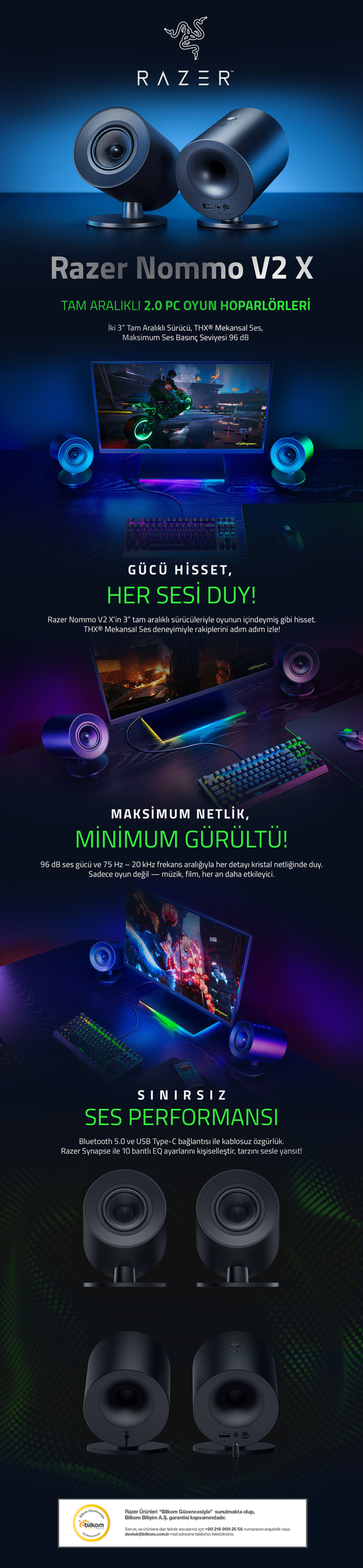 Razer Nommo V2 X THX - 2.0 Oyun Hoparlörleri ‎RZ05-04760100-R3G1