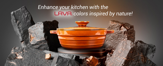 Lava Eco 9 x 7 Enameled Cast Iron Fajita Pan with Wood Server in Black