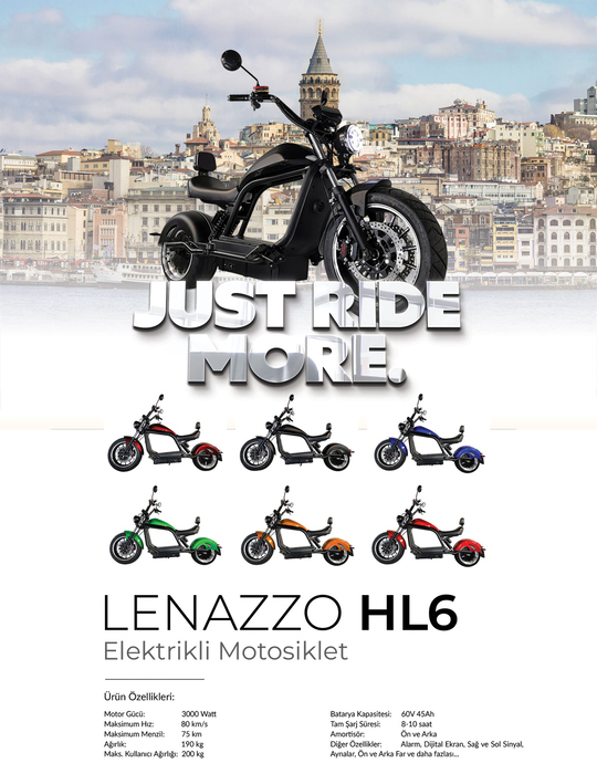 LENAZZO HL6 Elektrikli Motosiklet 3000W 45Ah | Lenazzo | Scooter