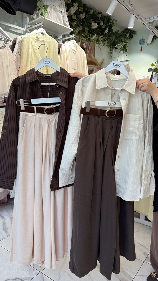 Çizgi Model Oversize Gömlek
