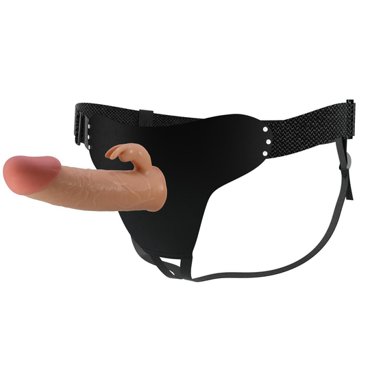 19 cm Belden Bağlamalı İçi Boş Klitoris Uyarıcılı Protez Penis - Mavis