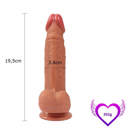 19,5 cm Belden Bağlamalı Yeni Nesil Çift Katmanlı Realistik Vantuzlu Dildo Penis - Evan