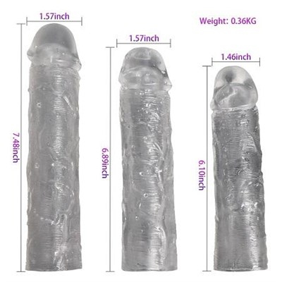 Ucu Dolgulu Uzatmalı 3lü Şeffaf Penis Kılıfı Seti