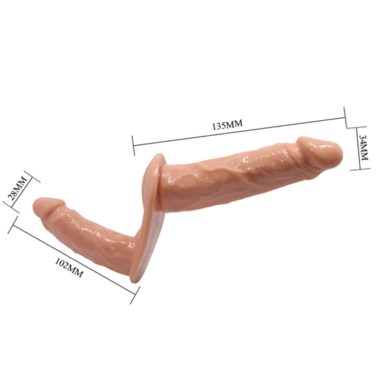 Belden Bağlamalı Çift Taraflı İçi Dolu Strapon Penis