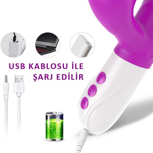 USB Şarjlı 7 Klitoris Emme ve İleri Geri Fonksiyonlu Tireşimli Teknolojik Vibratör