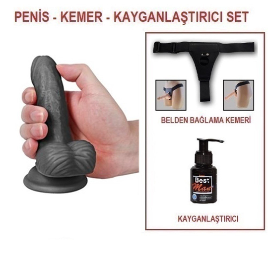 Zenci Melez StraponlarLilituShop13 cm Belden Bağlamalı Realistik Dildo Zenci Penis Set