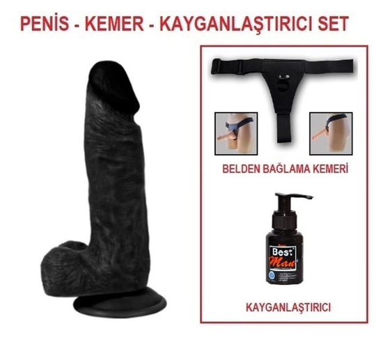 Zenci Melez StraponlarLilituShop17 cm Belden Bağlamalı Realistik Dildo Zenci Penis Set