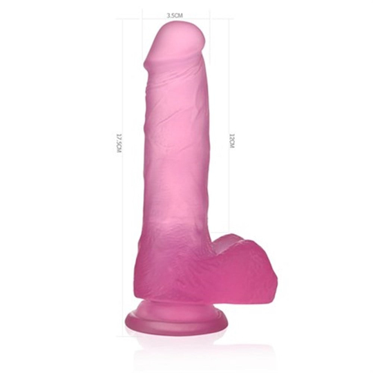  Realistik Titreşimsiz PenisLilituShop17,5 cm Şeffaf Realistik Damarlı Vantuzlu Pembe Dildo Penis