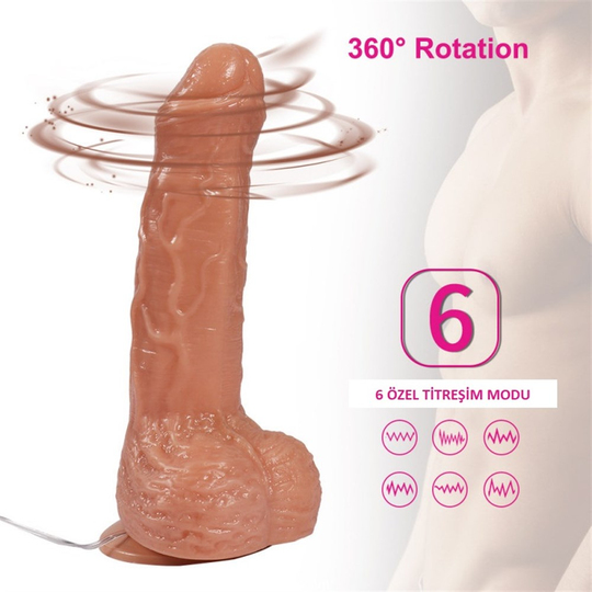 Realistik Titreşimli PenislerLilituShop18 cm 360° Oynar Başlı Titreşimli Vibratör Realistik Penis Dildo - Parker