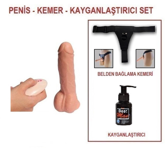 Belden Bağlamalı PenislerLilituShop19 cm Belden Bağlamalı Titreşimli Realistik Dildo Penis Set