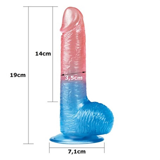 Realistik PenislerLilituShop19 cm Çift Renkli Realistik Vantuzlu Dildo Penis
