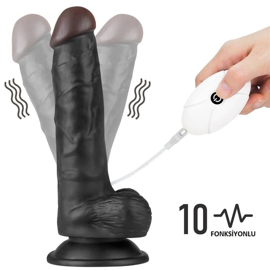 Belden Bağlamalı PenislerLilituShop20 cm Belden Bağlamalı İçi Dolu Titreşimli Zenci Strapon Dildo