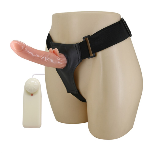 Titreşimli Straponlar PenislerLilituShop20 cm Belden Bağlamalı Oynar Başlı Titreşimli İçi Dolu Strapon Penis