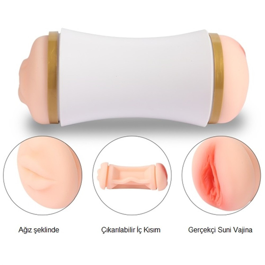  MastürbatörLilituShop20 cm Çift Taraflı Realistik Suni Oral & Vajinal Mastürbatör