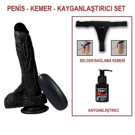 Titreşimli Straponlar PenislerLilituShop20,5 cm Belden Bağlamalı Titreşimli Gerçekçi Silikon Vantuzlu Zenci Penis - Holy Dragon