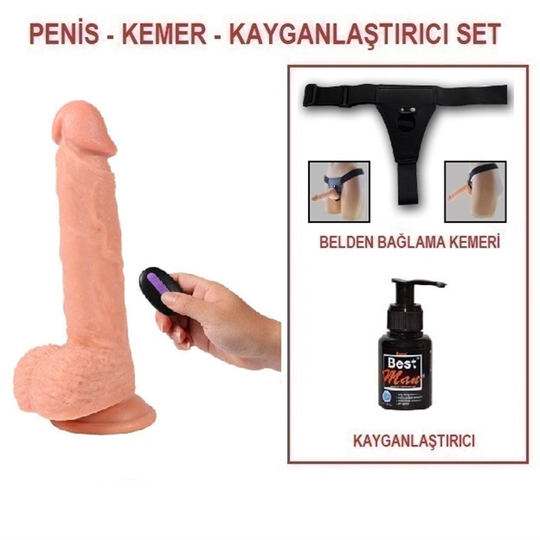 Titreşimli Straponlar PenislerLilituShop21 cm Belden Bağlamalı Titreşimli Realistik Dildo Penis Set