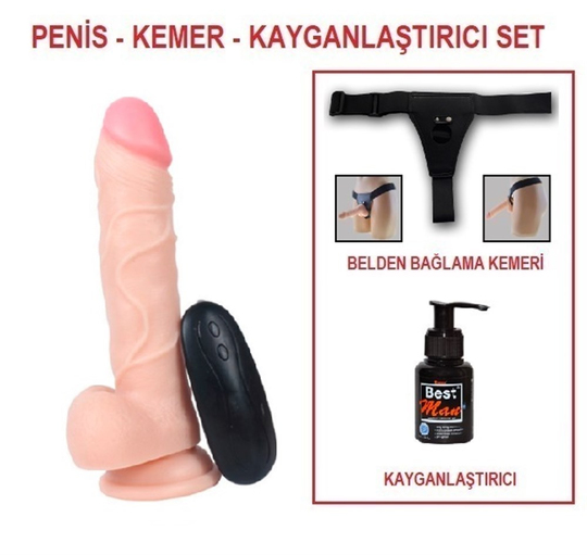 Belden Bağlamalı PenislerLilituShop21 cm Belden Bağlamalı Titreşimli Realistik Dildo Penis Set