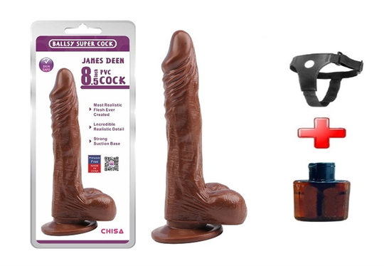  Realistik Titreşimsiz PenisLilituShop21,5 cm Belden Bağlamalı Gerçekçi Melez Dildo Penis