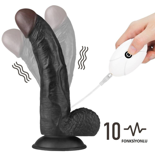 Belden Bağlamalı PenislerLilituShop21,5 cm Belden Bağlamalı İçi Dolu Titreşimli Zenci Strapon Dildo