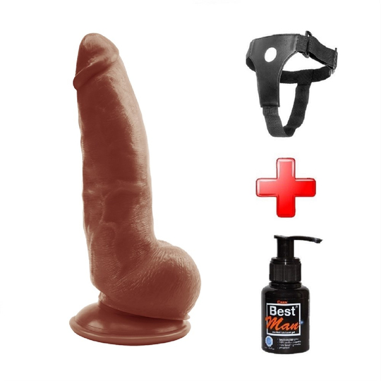 Belden Bağlamalı PenislerLilituShop21,5 cm Belden Bağlamalı Realistik Vantuzlu Melez Dildo Penis