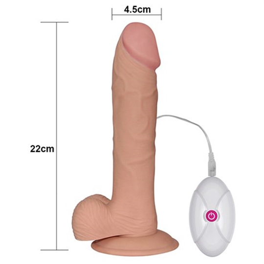 Realistik Titreşimli PenislerLilituShop22 cm Gerçekçi Çift Katmanlı Titreşimli Silikon Penis