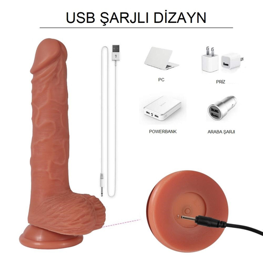 Realistik Titreşimli PenislerLilituShop23 cm İleri Geri Hareketli Gerçekçi Silikon Vantuzlu Penis - William Thrusting