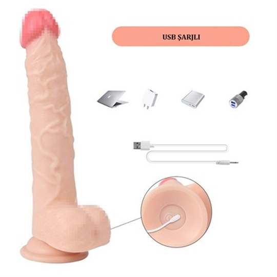 Realistik Titreşimli PenislerLilituShop23 cm Oynar Başlı Kumandalı Titreşimli Dildo - Jeff