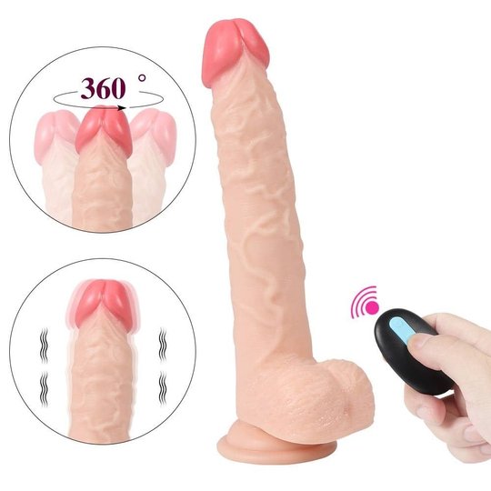Realistik Titreşimli PenislerLilituShop23 cm Oynar Başlı Uzaktan Kumandalı Titreşimli Dildo - Jeff