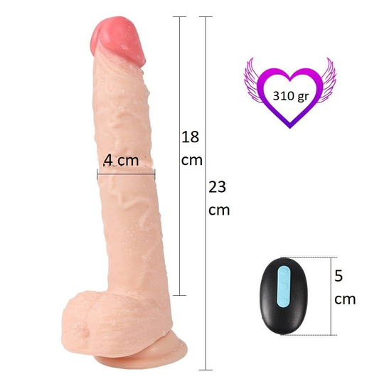 Realistik Titreşimli PenislerLilituShop23 cm Oynar Başlı Uzaktan Kumandalı Titreşimli Dildo - Jeff