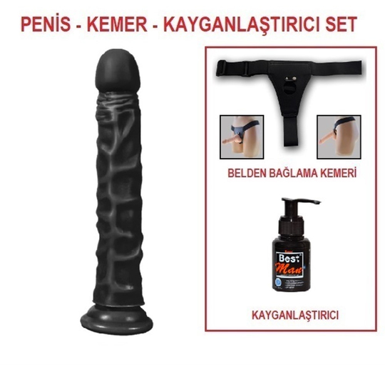Zenci Melez StraponlarLilituShop24 cm Belden Bağlamalı Realistik Testissiz Zenci Dildo Penis Set